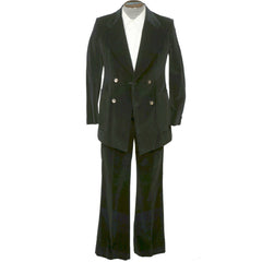 Vintage 1970s John Warden Mens Suit Black Velvet Size S W32 - Poppy's Vintage Clothing