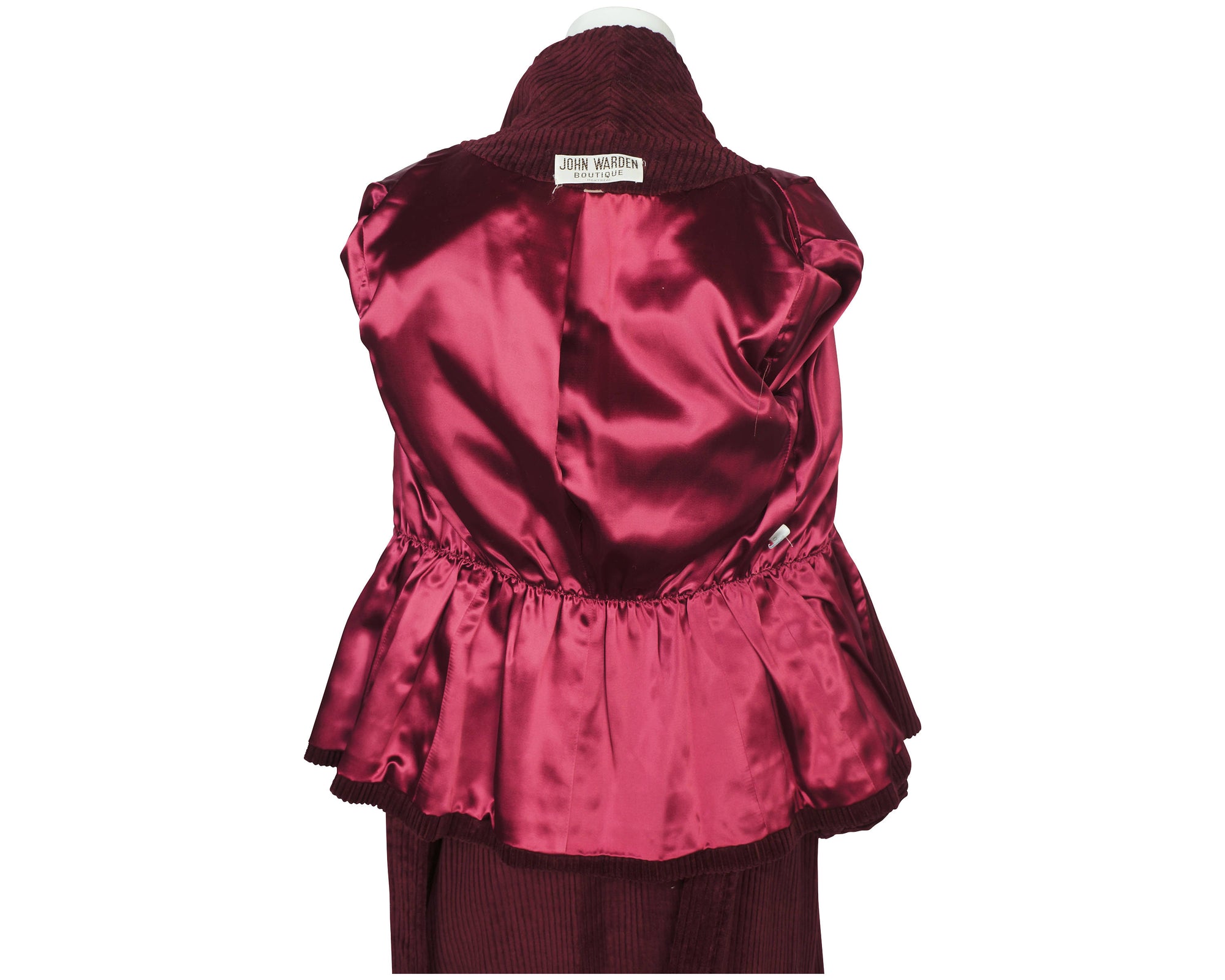 Vintage 70s John Warden Skirt Suit Burgundy Cordoroy Size M - Poppy's Vintage Clothing