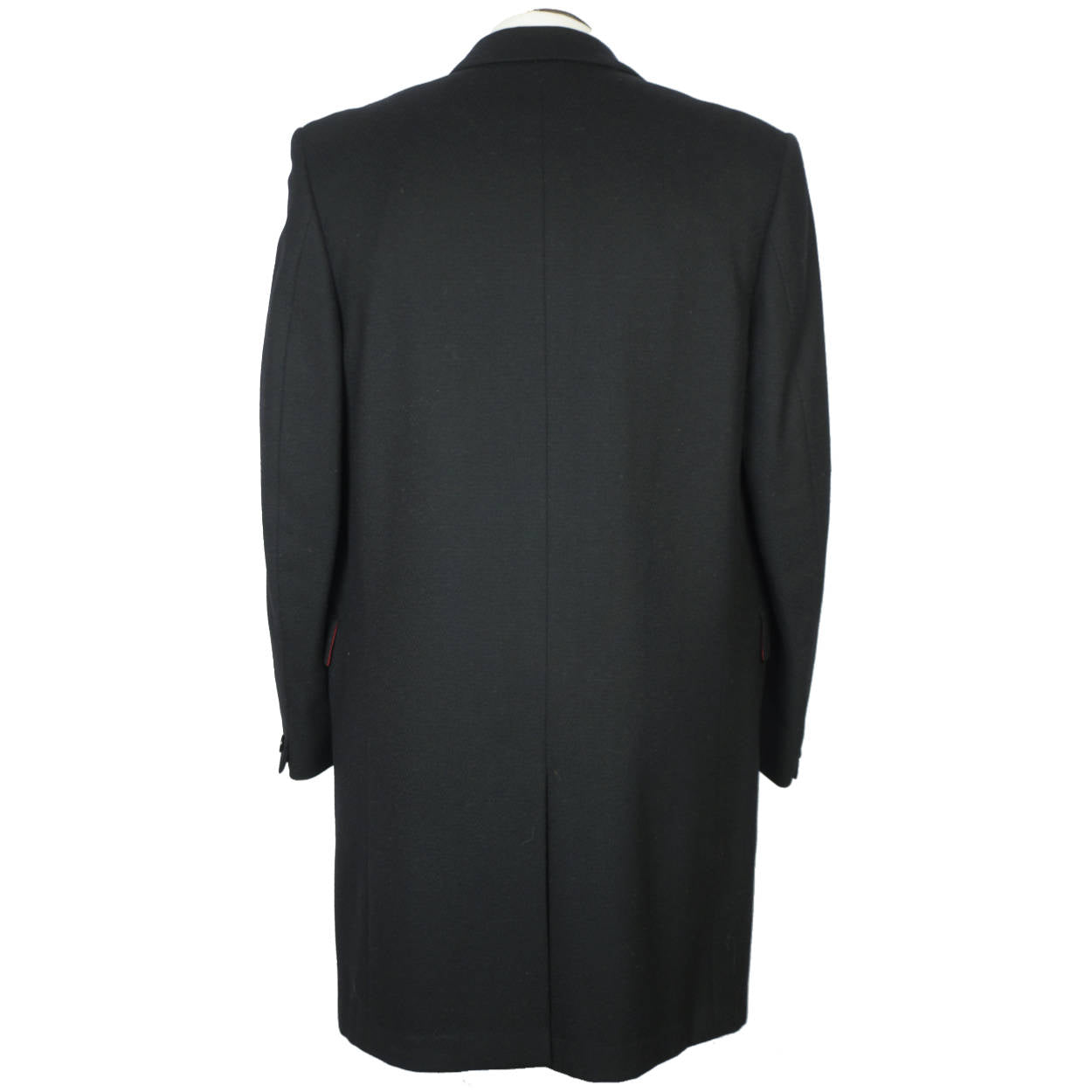 Vintage Mens Overcoat 60s Custom Tailored Black Wool Size M - Poppy's Vintage Clothing