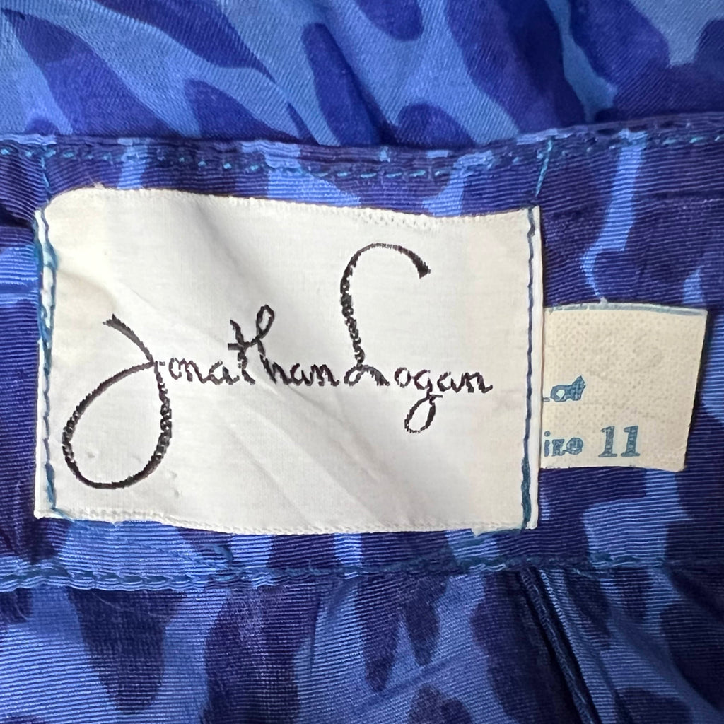 Vintage 1950s Voile Dress Blue Leopard Print Jonathan Logan