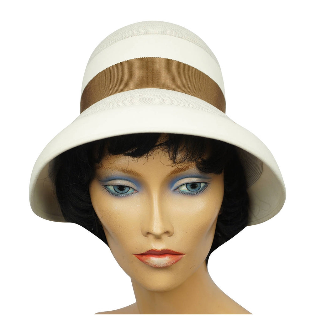 Vintage 1960s Bucket Hat with High Crown Off White Felt Josee Montreal Size M - Poppy's Vintage Clothing