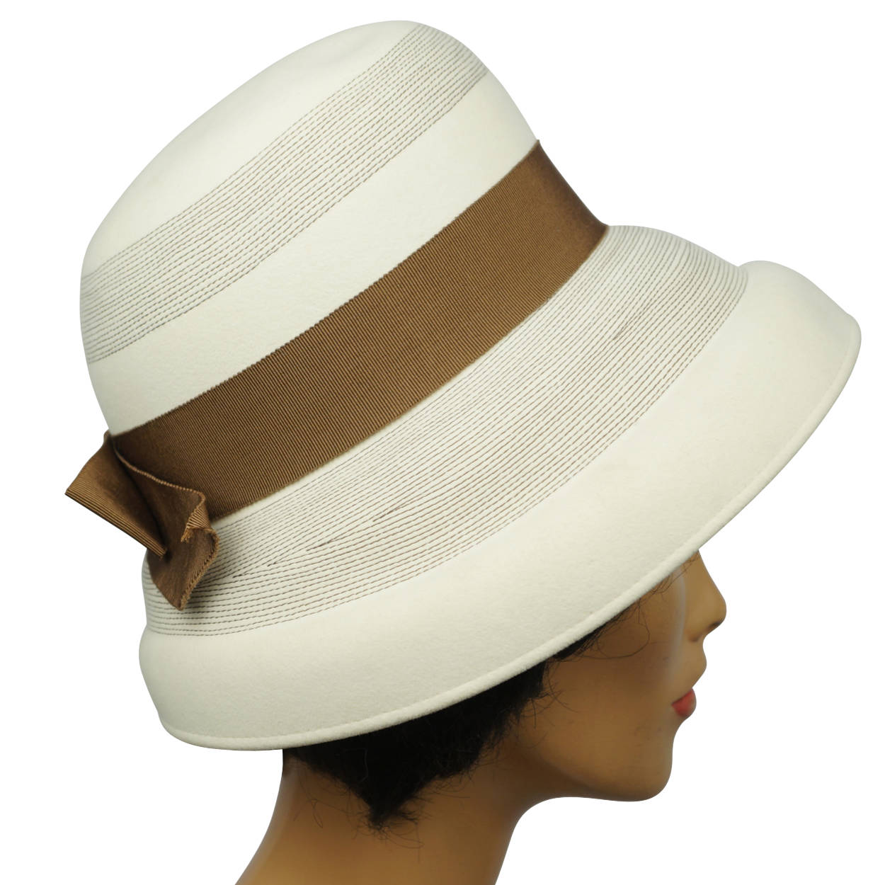 Vintage 1960s Bucket Hat with High Crown Off White Felt Josee Montreal Size M - Poppy's Vintage Clothing