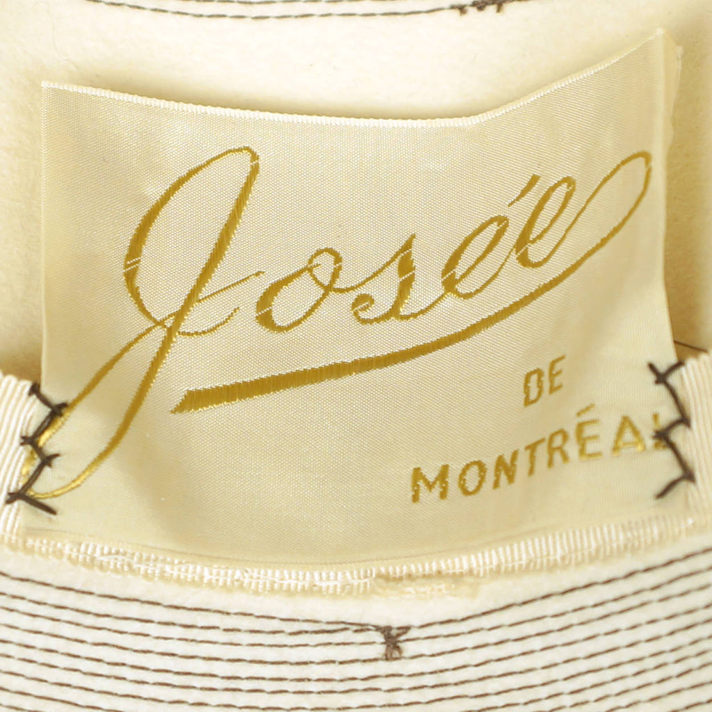 Vintage 1960s Bucket Hat with High Crown Off White Felt Josee Montreal Size M - Poppy's Vintage Clothing