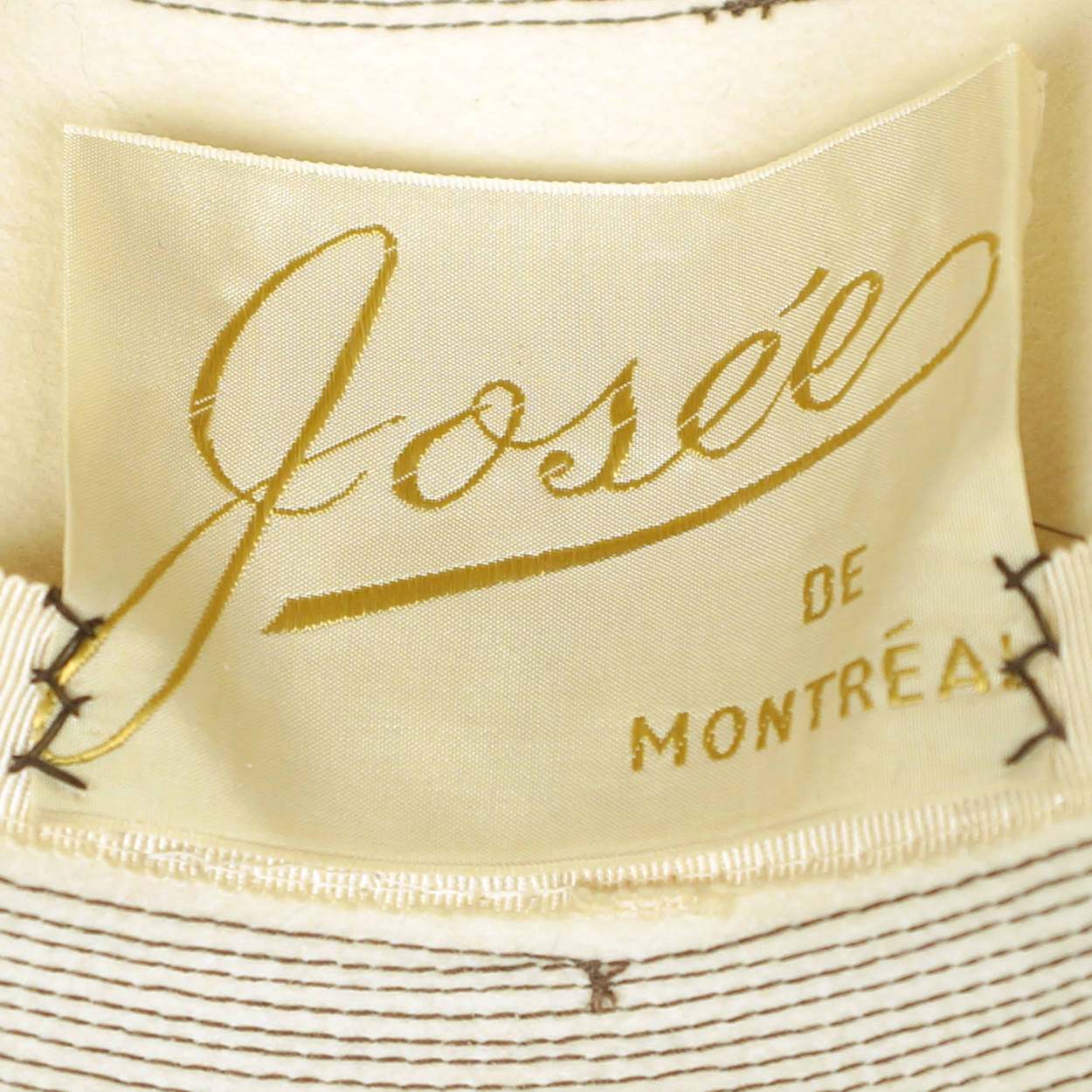 Vintage 1960s Bucket Hat with High Crown Off White Felt Josee Montreal Size M - Poppy's Vintage Clothing