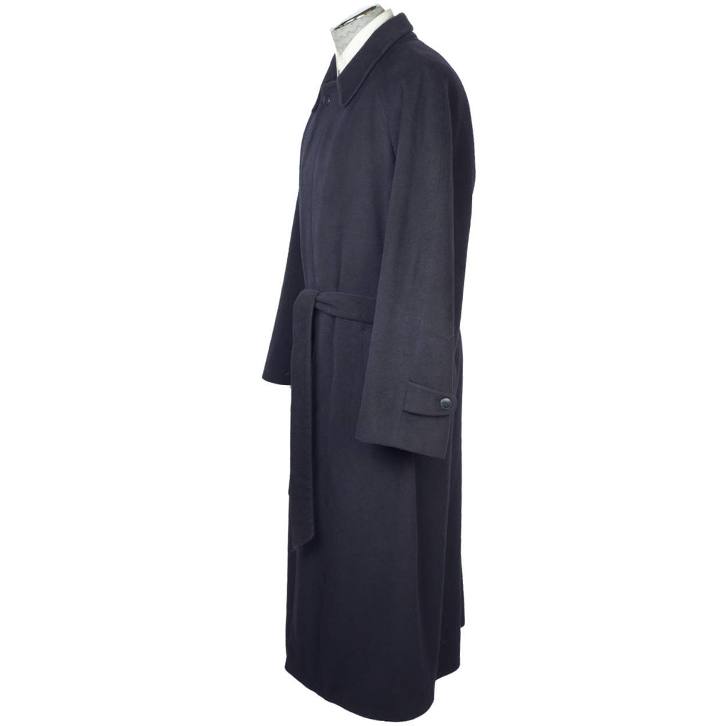 Vintage Mens 100% Cashmere Coat Navy Trench Overcoat Size 44 - Poppy's Vintage Clothing