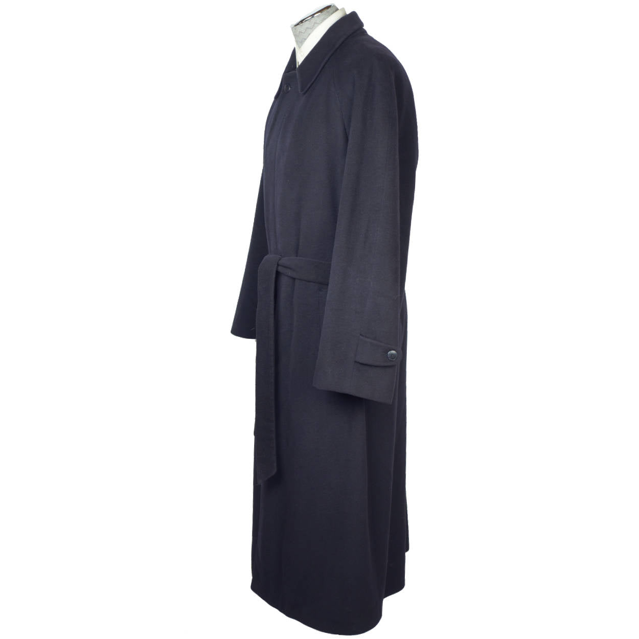 Vintage Mens 100% Cashmere Coat Navy Trench Overcoat Size 44 - Poppy's Vintage Clothing