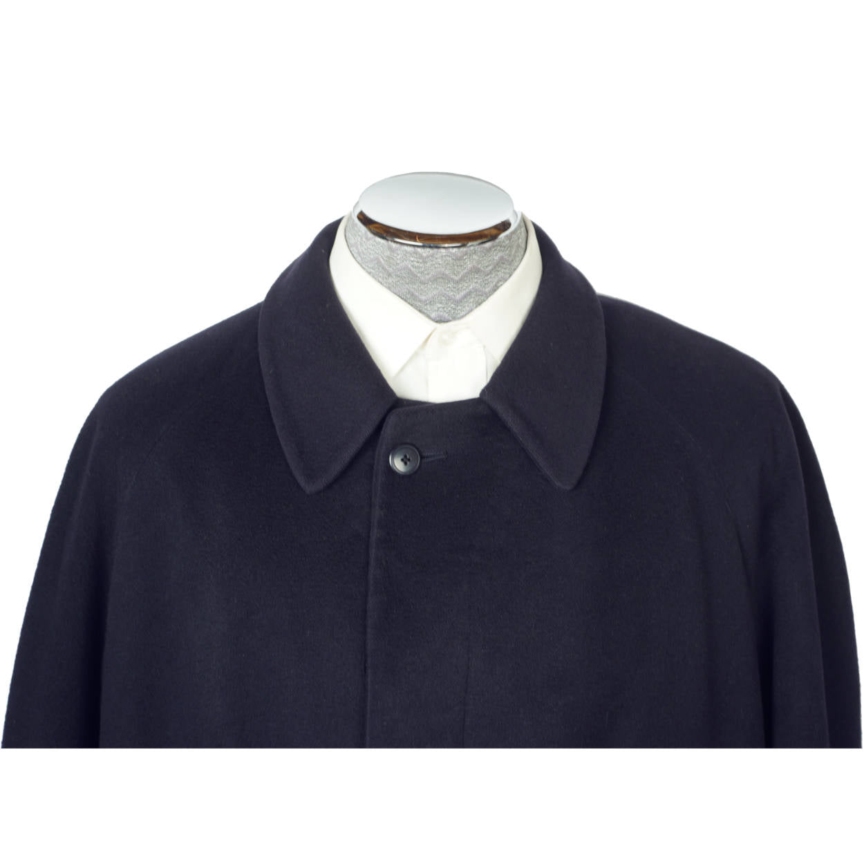 Vintage Mens 100% Cashmere Coat Navy Trench Overcoat Size 44 - Poppy's Vintage Clothing