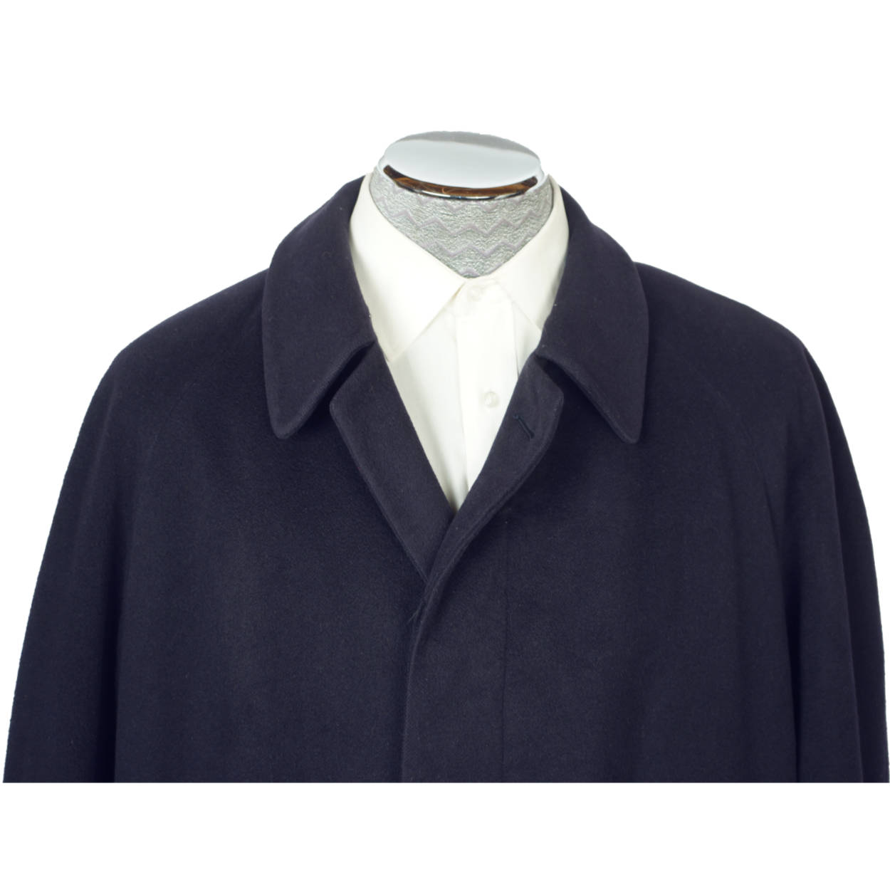 Vintage Mens 100% Cashmere Coat Navy Trench Overcoat Size 44 - Poppy's Vintage Clothing
