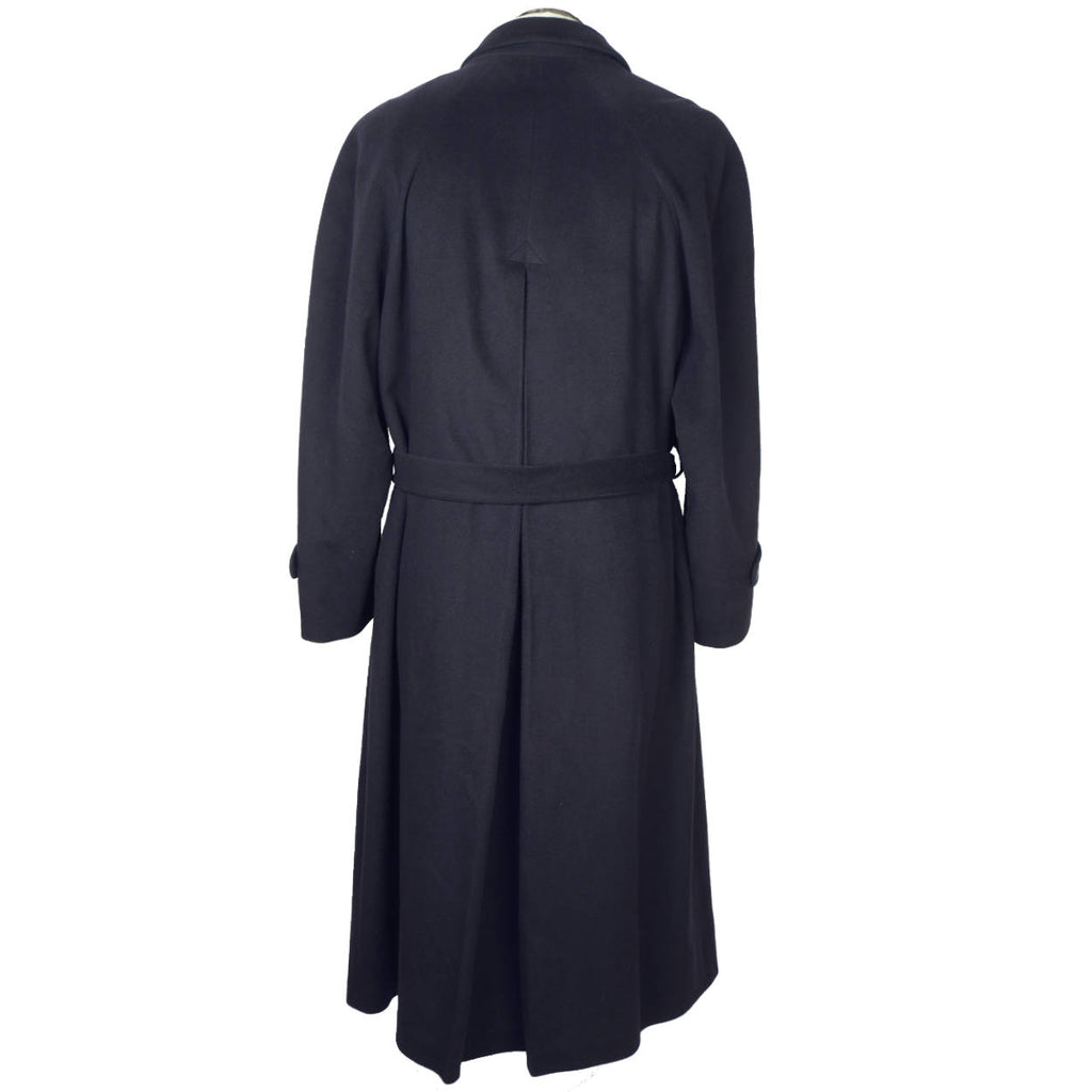 Vintage Mens 100% Cashmere Coat Navy Trench Overcoat Size 44 - Poppy's Vintage Clothing
