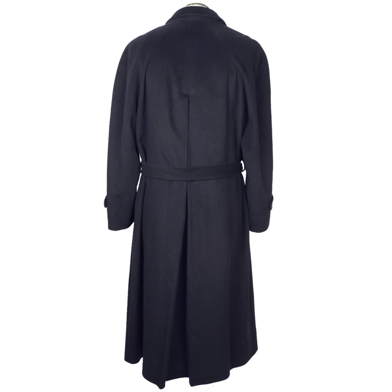 Vintage Mens 100% Cashmere Coat Navy Trench Overcoat Size 44 - Poppy's Vintage Clothing
