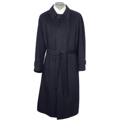 Vintage Mens 100% Cashmere Coat Navy Trench Overcoat Size 44 - Poppy's Vintage Clothing