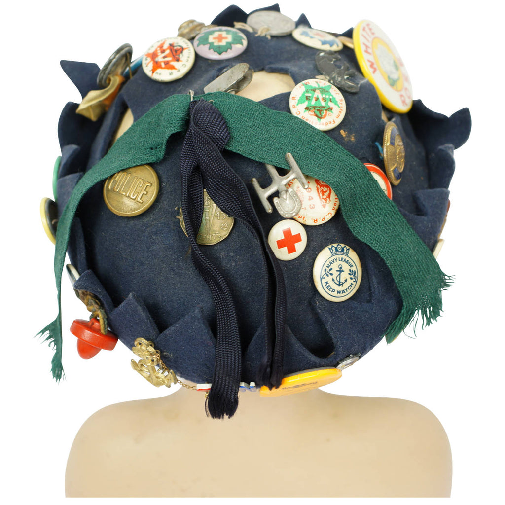 Vintage 40s Jughead Hat Whoopee Cap WWII Pinbacks - Poppy's Vintage Clothing