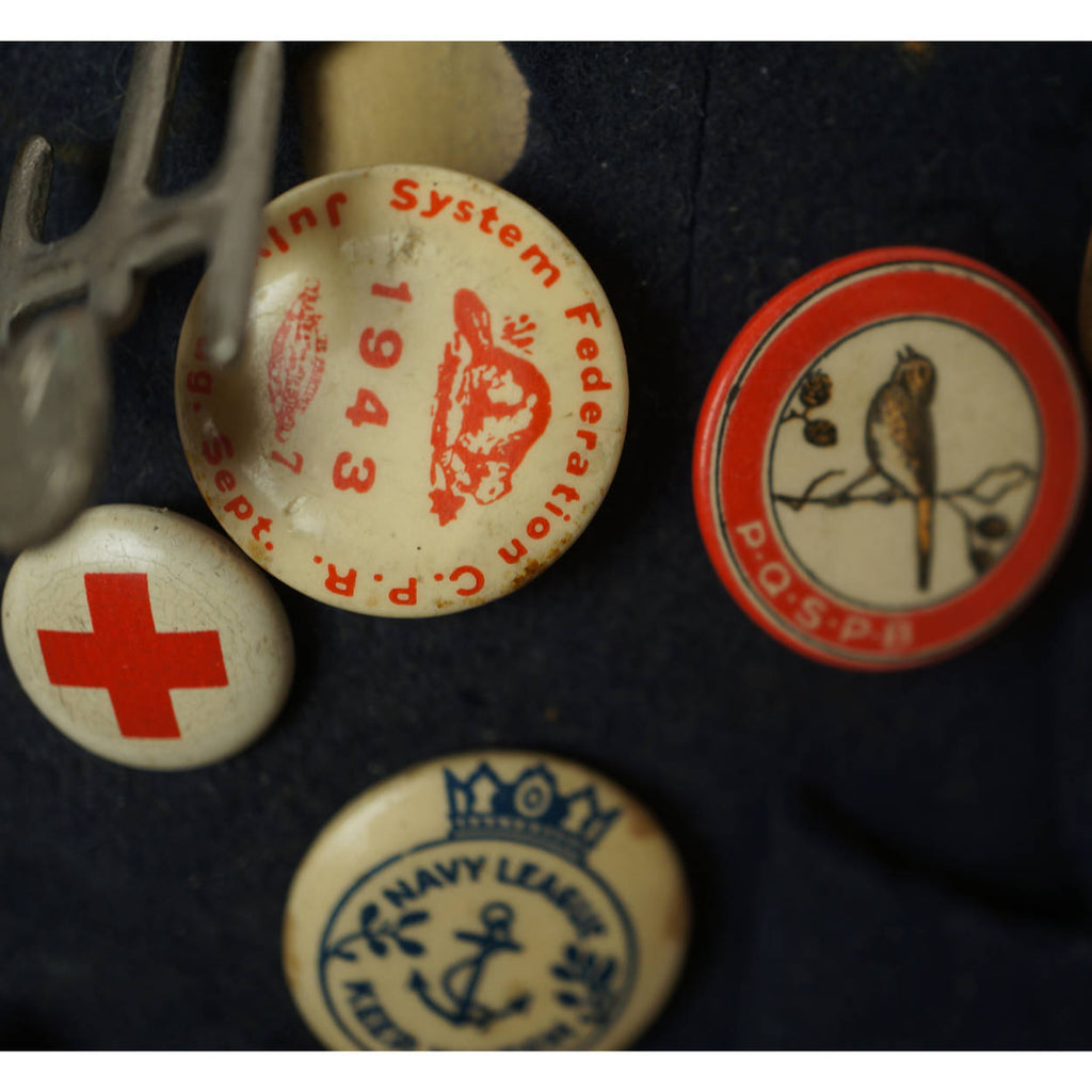 Vintage 40s Jughead Hat Whoopee Cap WWII Pinbacks - Poppy's Vintage Clothing