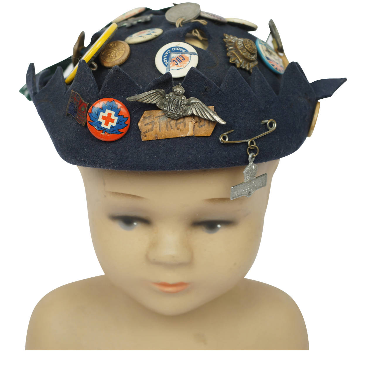 Vintage 40s Jughead Hat Whoopee Cap WWII Pinbacks - Poppy's Vintage Clothing