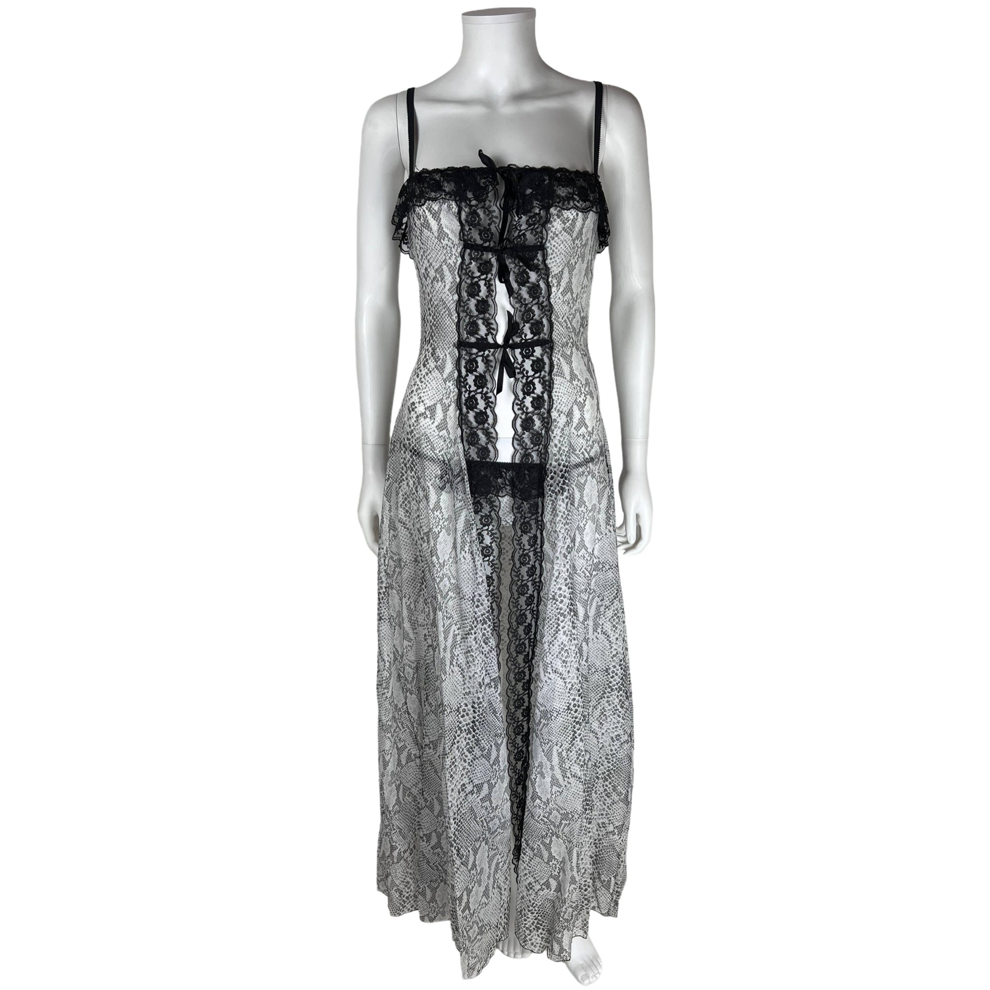 NOS 1970s Vintage Nightgown w Matching Panties Snakeskin Ptn