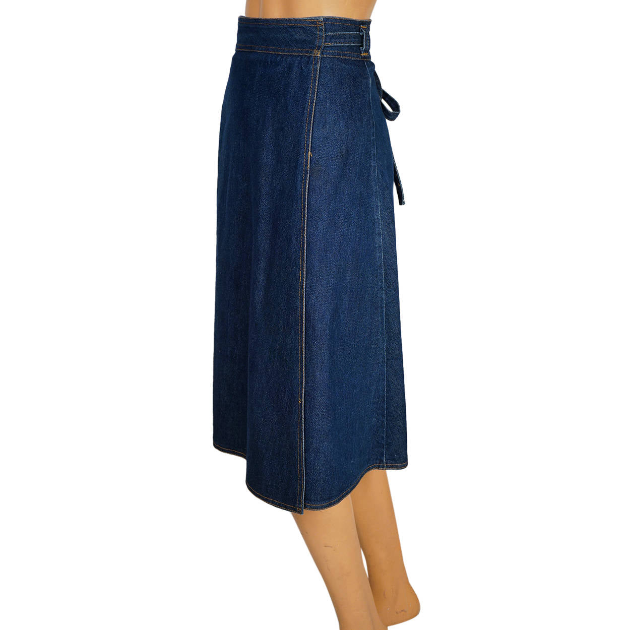 Vintage 1970s Denim Jeans Wraparound Skirt Simpsons Sears Junior Bazaar Size M 9 - Poppy's Vintage Clothing