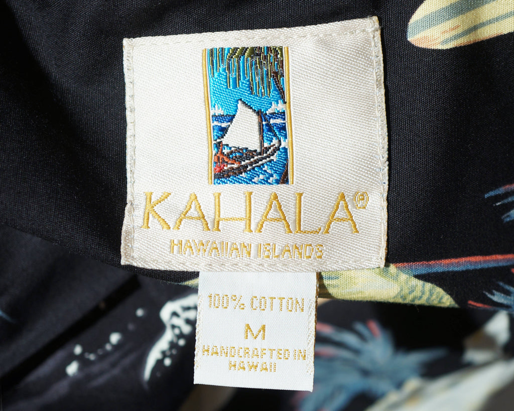 Vintage Kahala Hawaiian Shirt Hula Girl Surfer Print Size M - Poppy's Vintage Clothing