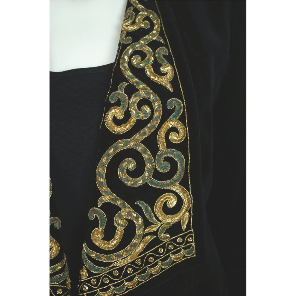 Vintage 80s Karl Lagerfeld Goldwork Black Velvet Jacket M 42 - Poppy's Vintage Clothing