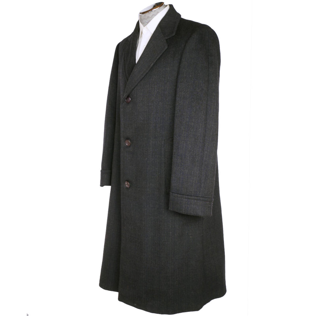 Vintage 1950s Coat Overcoat Topcoat Kashmalam Loomed in England Mens Size L - Poppy's Vintage Clothing