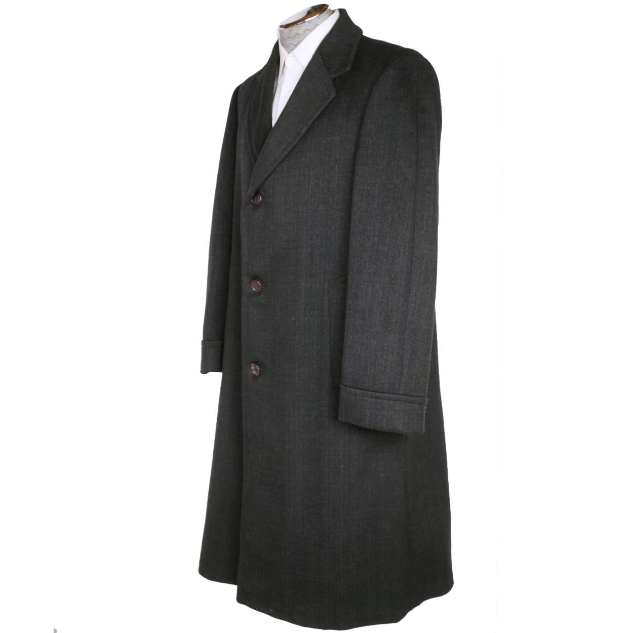 Vintage 1950s Coat Overcoat Topcoat Kashmalam Loomed in England Mens Size L - Poppy's Vintage Clothing