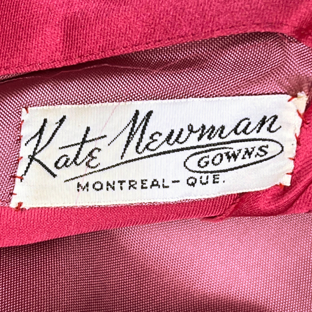 Vintage 1950s Pink Silk Dress Kate Newman Gowns Montreal M