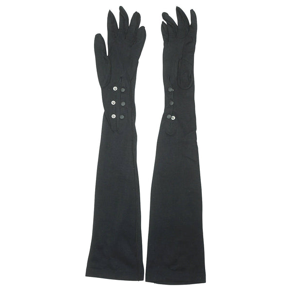 Vintage 1940s 50s Ladies Gloves Long Black Over The Elbow Kayser Canada Size 6 - Poppy's Vintage Clothing