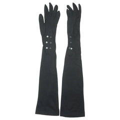 Vintage 1940s 50s Ladies Gloves Long Black Over The Elbow Kayser Canada Size 6 - Poppy's Vintage Clothing