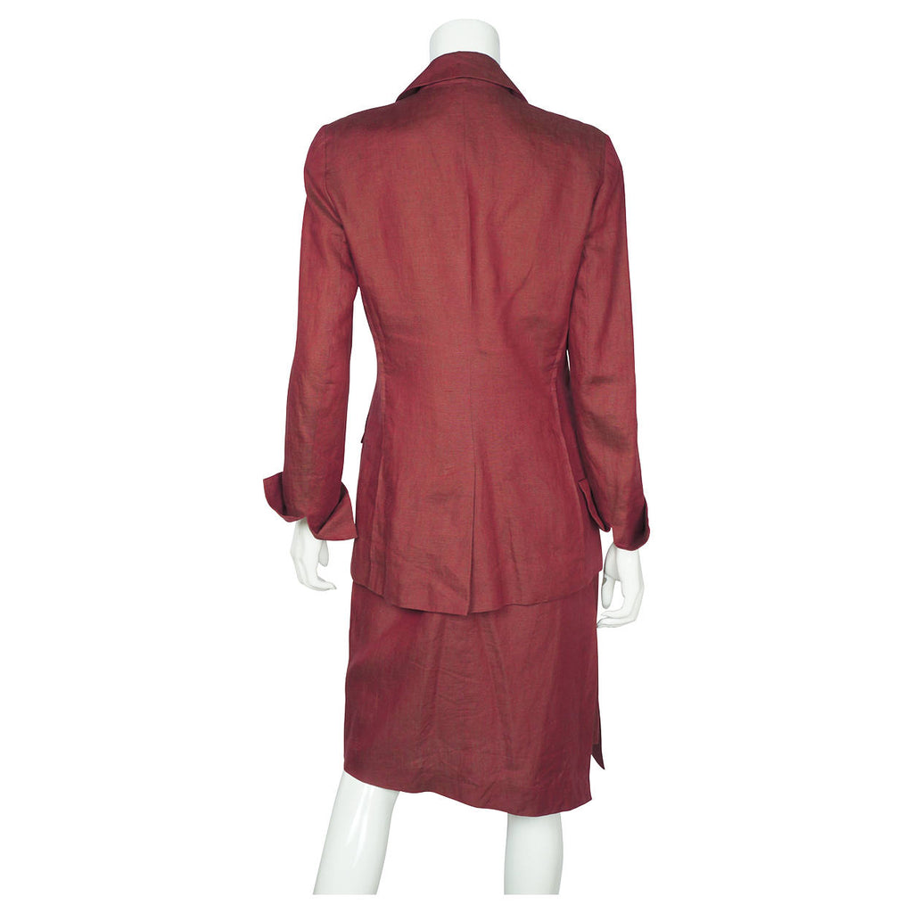 Vintage Kenzo Jungle Jacket Skirt Suit Red Cotton French Size 38 US 8 - Poppy's Vintage Clothing