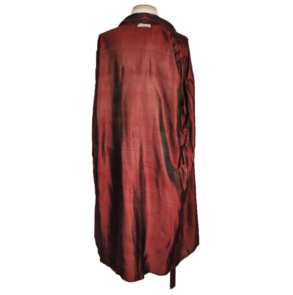 Vintage Mens Dressing Gown Two Tone Woven Satin Robe Khanel Oustaz Egypt Size L XL - Poppy's Vintage Clothing