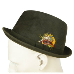 Vintage 1960s Kingsway Trilby Fedora Hat Green Fur Felt Simpsons Sears Sz 7 1/8 - Poppy's Vintage Clothing