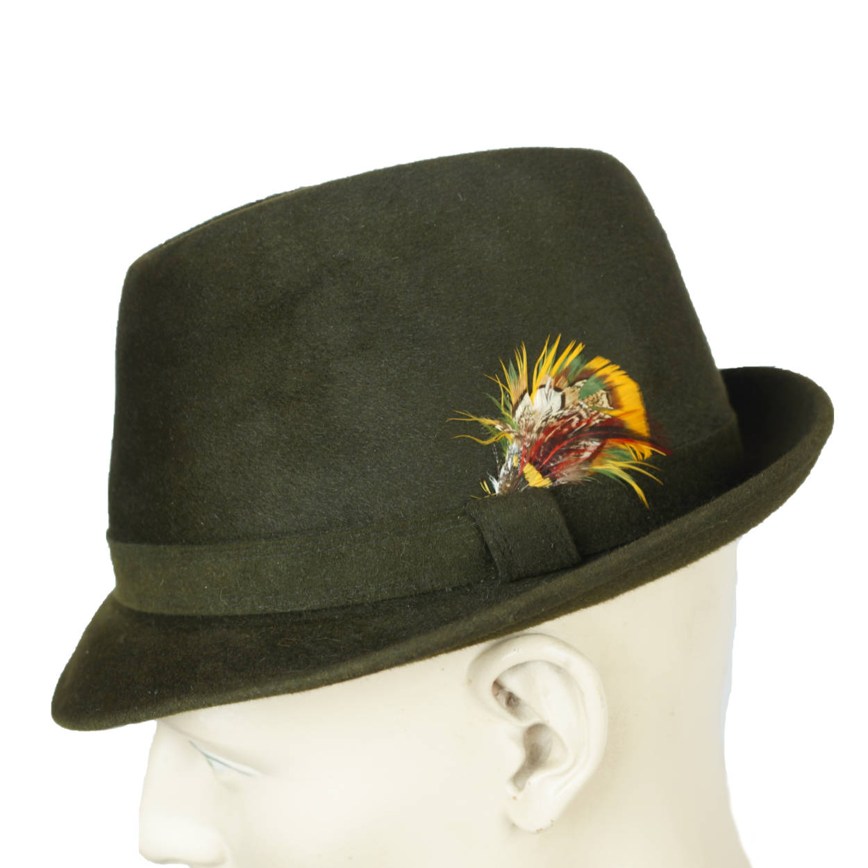 Vintage 1960s Kingsway Trilby Fedora Hat Green Fur Felt Simpsons Sears Sz 7 1/8 - Poppy's Vintage Clothing