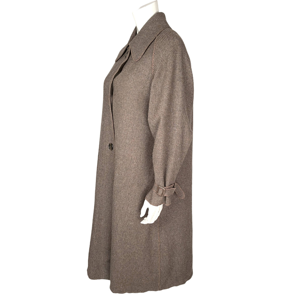 Vintage 1970s Krizia Coat Tweed Wool w Fleece Lining Sz 40 M