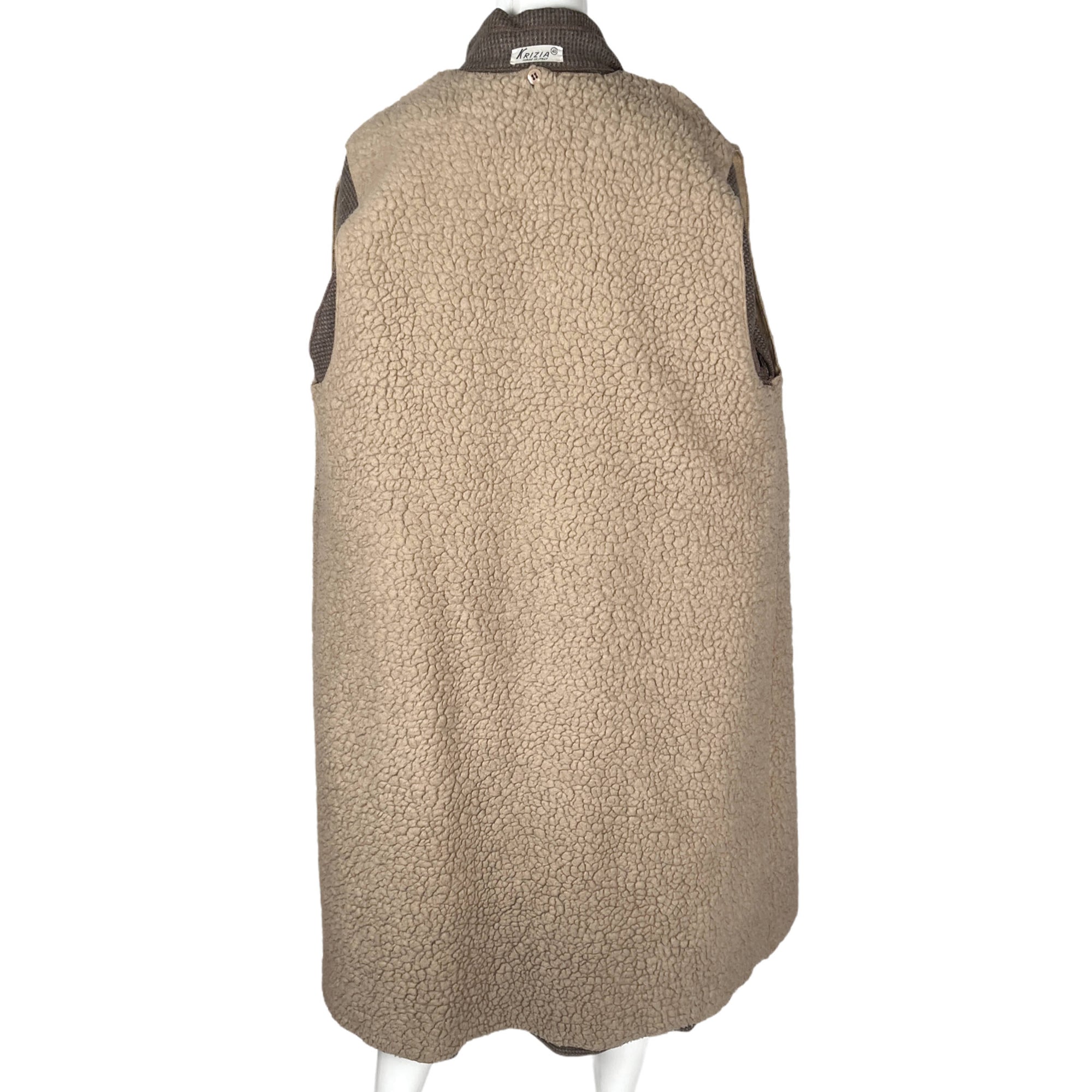 Vintage 1970s Krizia Coat Tweed Wool w Fleece Lining Sz 40 M