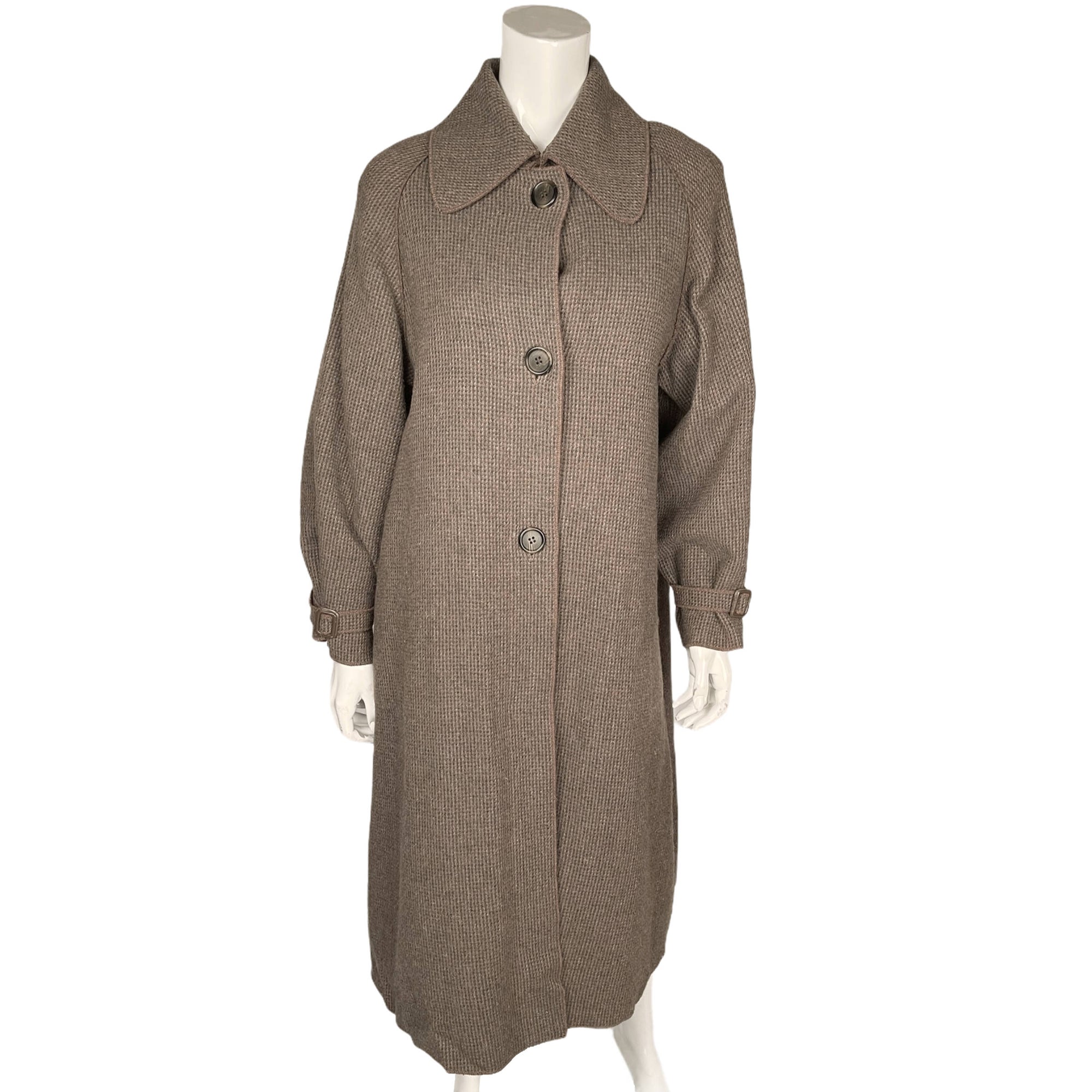 Vintage 1970s Krizia Coat Tweed Wool w Fleece Lining Sz 40 M