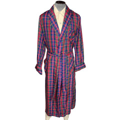 Vintage 1940s 50s Mens Dressing Gown Plaid Lounging Robe L