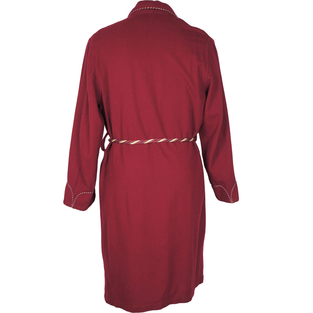 Vintage 50s Dressing Gown Red Wool Lounging Robe Mens M - Poppy's Vintage Clothing