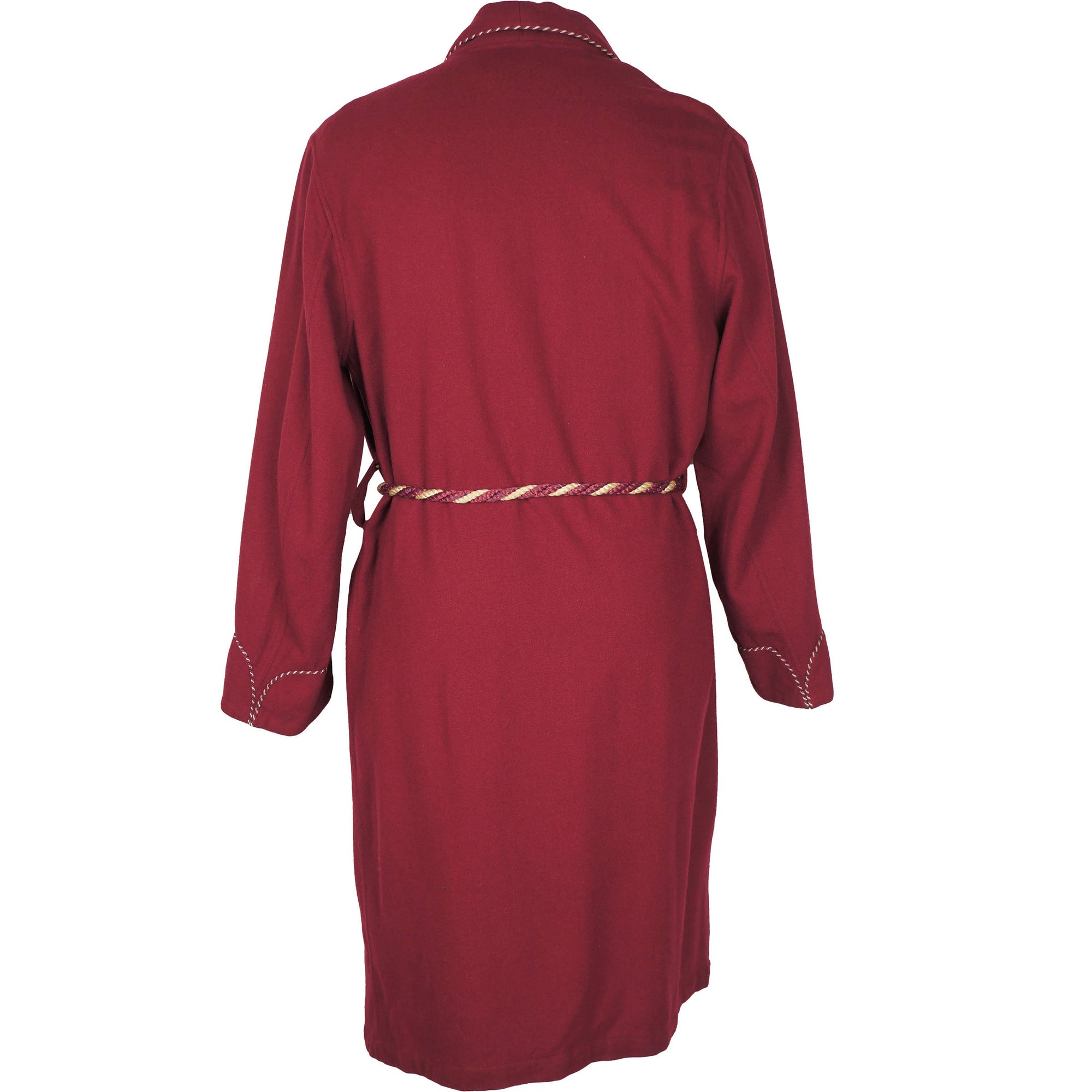 Vintage 50s Dressing Gown Red Wool Lounging Robe Mens M - Poppy's Vintage Clothing