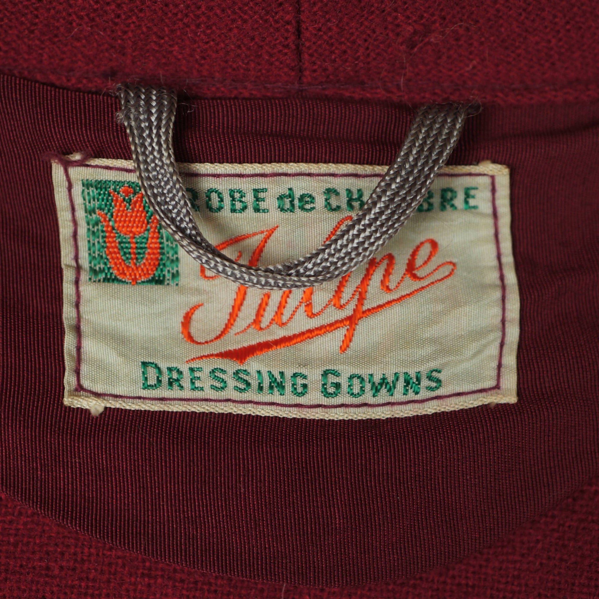 Vintage 50s Dressing Gown Red Wool Lounging Robe Mens M - Poppy's Vintage Clothing