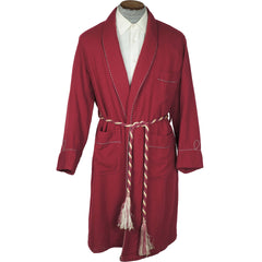 Vintage 50s Dressing Gown Red Wool Lounging Robe Mens M - Poppy's Vintage Clothing
