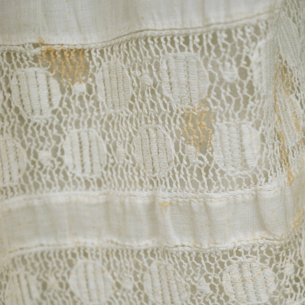 Antique Victorian Lace Flounce Petticoat 19th c White Cotton Size M 29” Waist - Poppy's Vintage Clothing