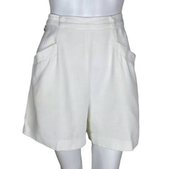 1980s Vintage Lacoste Shorts Piqué White Cotton Ladies Sz 42