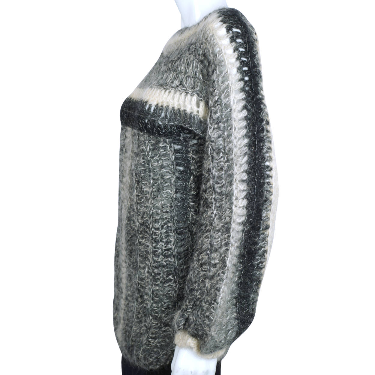 Vintage 1970s Wool Pullover Sweater Open Weave Crochet Knit Italy - Poppy's Vintage Clothing