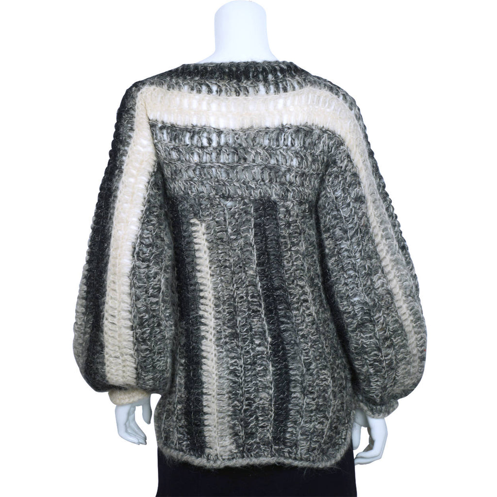 Vintage 1970s Wool Pullover Sweater Open Weave Crochet Knit Italy - Poppy's Vintage Clothing