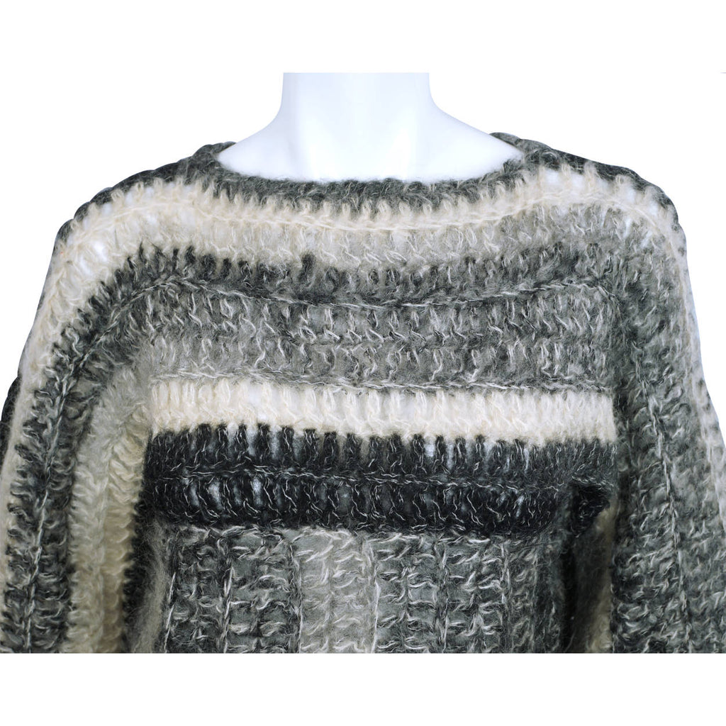 Vintage 1970s Wool Pullover Sweater Open Weave Crochet Knit Italy - Poppy's Vintage Clothing