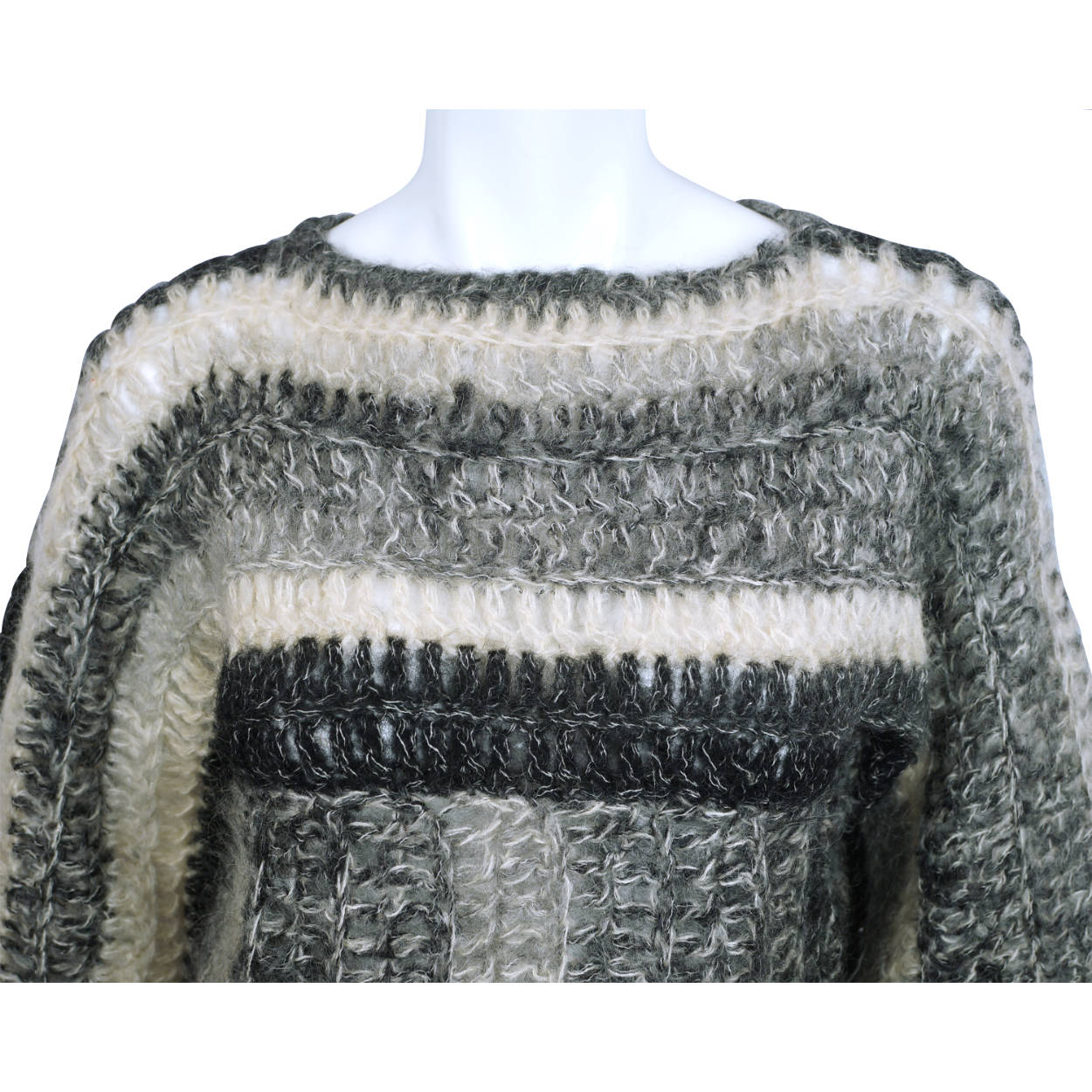 Vintage 1970s Wool Pullover Sweater Open Weave Crochet Knit Italy - Poppy's Vintage Clothing