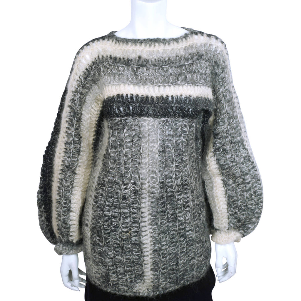 Vintage 1970s Wool Pullover Sweater Open Weave Crochet Knit Italy - Poppy's Vintage Clothing