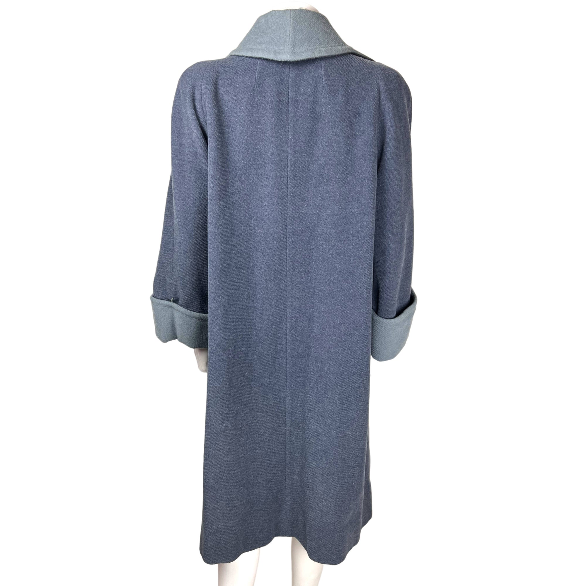 Vintage 1950s Ladies Coat Blue Wool Overcoat Size M