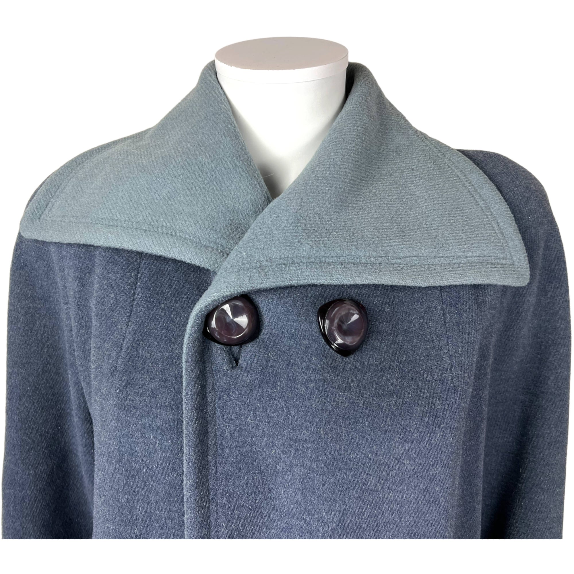 Vintage 1950s Ladies Coat Blue Wool Overcoat Size M