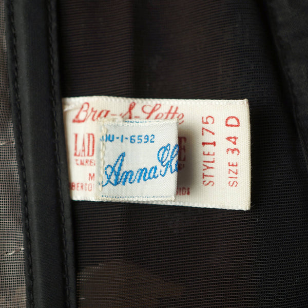 Vintage 1950s Black Lace Corset w Garter Straps Bra S Lette by