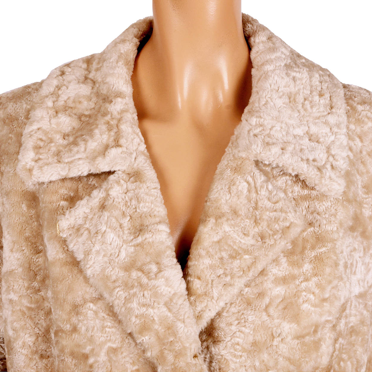Vintage 60s Faux Fur Swakara Coat Bagdad by Fairmoor Lafrance Fabric Ladies Size M - Poppy's Vintage Clothing